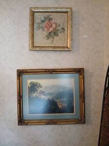 lot 1401 image: Framed pictures largest 18.5 x 24 both hanging on wall buyer will remove