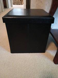 lot 1402 image: Black Storage Ottoman Cube with Lid foldqble 15x15x15
