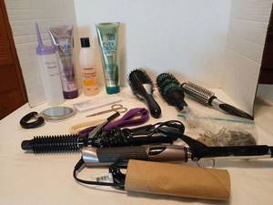 lot 1413 image: Hair Styling Lot LOreal Paris Ever Pure  shampoo and conditioner Ever Strong Studio Beauty Iron Brushes