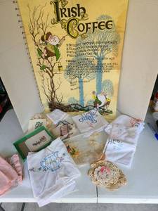 lot 3306 image: Causeway Irish Coffee Printed Towel with Embroidered Linens and Lace Lot