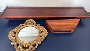 lot 3436 image: Wall shelves and mirror