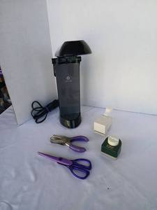 lot 3525 image: OttLite Folding Desk Lamp with McGill Craftivity Punch, Craft Punch, Hole Punch, Scissors