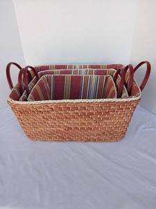 lot 3536 image: Rectangular Nested Basket Set of 3 with Handles largest 8x16x13