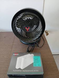 lot 3600 image: Vornado Fan Black, works, with humidifier replacement wicks