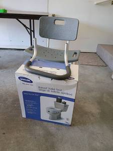 lot 3606 image: Invacare Raised Toilet Seat 300 lb Capacity 1301RTS and shower chair