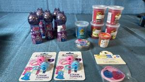 lot 2017 image: Assortment of Silly Scent Dough,Jelly Bands,Straw Toppers and Other Miscellaneous Items.