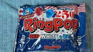 lot 2065 image: RingPop Red White & Blue Limited Edition Ring Pops 10 Count 0.35 oz Each