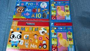 lot 2066 image: Scholastic Pre-K Learning Pad and Alphabet Fun Skills Workbook Lot of 4 Books