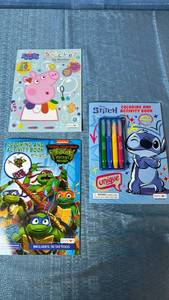 lot 2072 image: Bendon Activity Book Lot of 3 Peppa Pig, Disney Stitch, TMNT