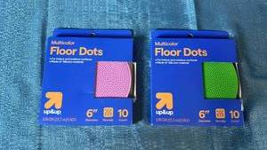 lot 2102 image: up&up Multicolor Floor Dots 6 in Diameter 10 Count, Lot of 2