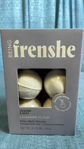 lot 3023 image: Being Frenshe Lavender Cloud Milky Bath Bombs 6 x 3 oz 85 g
