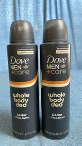 lot 3028 image: Dove MenCare Whole Body Deo Cedar  Shea Butter Deodorant Spray 4 oz Lot of 2