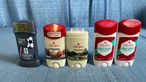 lot 3035 image: Old Spice and Dove Lot of 5 Antiperspirant Deodorant Sticks 2.6 oz 3.3 oz