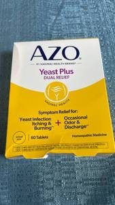 lot 3055 image: AZO Yeast Plus Dual Relief Homeopathic Tablets 60 Count