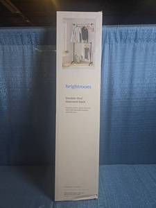 lot 8029 image: Brightroom Double-Rod Garment Rack 54-18 to 69-78 in H Black Finish