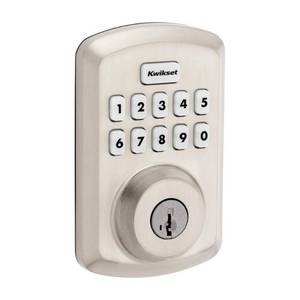 lot 115 image: Kwikset 250 TRS 15 SMT Power Keyless Entry Deadbolt  Satin Nickel - Quantity 1 - Retail $86