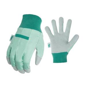 lot 138 image: Womens Large Leather Palm with Knit Wrist Garden Glove - Retail $7