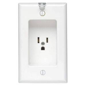 lot 155 image: Leviton White Clock Hanger Outlet Receptacle 15A NEMA 5-15R 5-15 688-W-103 - Retail $10