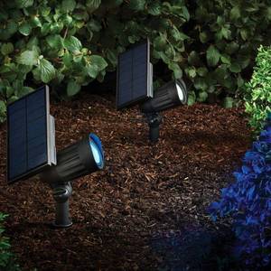 lot 163 image: 80 Lumens Color Changing Black Integrated LED Outdoor Solar Spotlight with Adjustable Beam WeatherRust Resistant - Retail $55