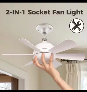 lot 164 image: 18 in.White Socket Indoor Ceiling Fan with Light, Modern Screw Ceiling Fan with Remote, Mini Ceiling Fan for Garage - Retail $42