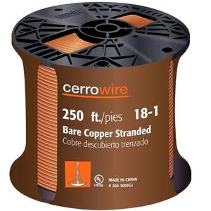 lot 170 image: 250 ft. 18-Gauge Stranded SD Bare Copper Grounding Wire - Retail $25