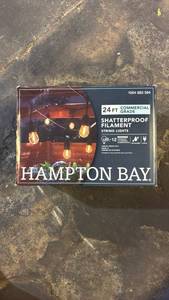 lot 178 image: Hampton Bay 24 FT Shatterproof Filament String Lights 12 Bulbs 1004 683 594 - Retail $25