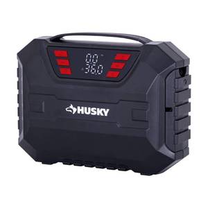 lot 196 image: 12-Volt DC Compact Quick Flow Air Compressor Air Pump Inflator with Digital Pressure Gauge, LED Light and Auto Shut Off - Retail $40