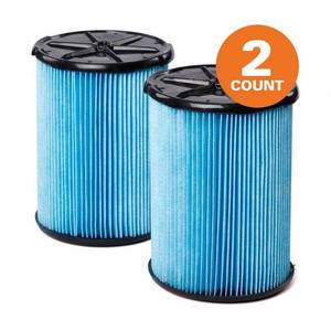lot 223 image: Genuine Fine Dust Pleated Paper Wet Dry Vac Shop Vacuum Filter for Most 5-16 Gal.  Wet Dry Vacs (2-Pack) VF5200 - Retail $50
