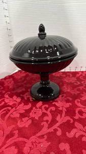 lot 1018 image: Haegar 2 pc pedestal candy dish or compote 8 inches tall
