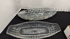 lot 1023 image: Victorian Clear 12-inch Oblong Celery  Relish Dish possibly Heisy and cut glass relish tray