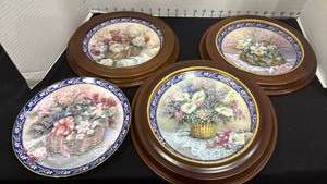 lot 1043 image: Lena Liu collector plates with wood frames and plate