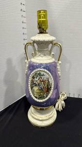 lot 1051 image: Vintage mid-century porcelainceramic urn table lamp no shade 17 inches tall