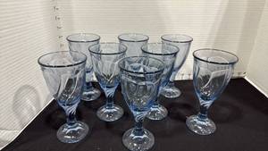 lot 1060 image: Noritake Blue Sweet Swirl Wine Water Glass Goblet