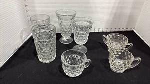 lot 1065 image: American Fostoria glasses, goblet with creamer and sugar bowl