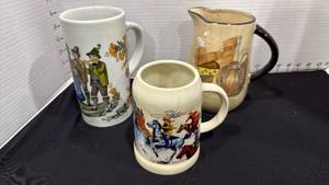 lot 1071 image: Stetson mug, German porcelain cylinder mug and pitcher