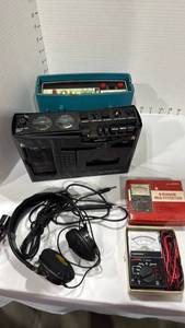 lot 1108 image: Marantz PMD-series portable stereo field cassette recorder, head phones, Micronta multi tester and Sabtronics digital multimeter