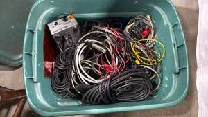lot 1111 image: Speaker cords with tub