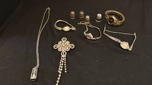 lot 1227 image: Womens jewelry including watches, thimbles and more