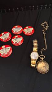 lot 1245 image: Mens watch, pocket watch and Riverfest buttons
