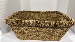 lot 2001 image: Wicker storage basket 8.5x19x14