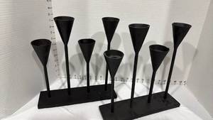 lot 2007 image: Black metal candle holders set of 2, 12.5x12x3