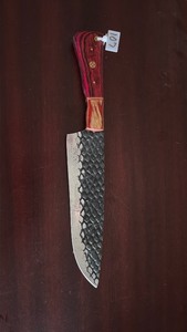 lot 107 image: Handmade Damascus & Carbon Steel 109515N20 8 Chef Kitchen Knife with Wood Handle