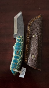 lot 109 image: Handmade Damascus & Carbon Steel 109515N20 4 Fixed Blade Hunting Knife with Sheath