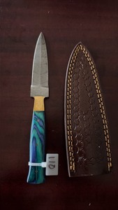 lot 110 image: Handmade Damascus Steel 109515N20 4 Double-Edge Dagger Knife with Leather Sheath