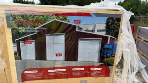 lot 1020 image: Unused STDLANCH 42 ft x 30 ft Triple Garage Metal Shed C4230FT