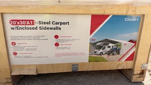lot 1022 image: Unused SD LAUNCH 20x30 ft Carport with Walls - Box Damaged