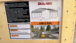 lot 1106 image: Unused SDLANCH Carport 20ft x 20ft 236.2 x 236.2 x 115.7 in SDLC2020