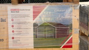 lot 1107 image: Unused SDLANCH 25 ft x 45 ft Double Garage Metal Shed C2545FT
