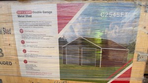 lot 1108 image: Unused 25 FT x 45 FT Double Garage Metal Shed C2545FT