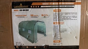 lot 1183 image: Unused LandHonor 10x7x7 ft Walk-In Greenhouse LHR-WG1007
